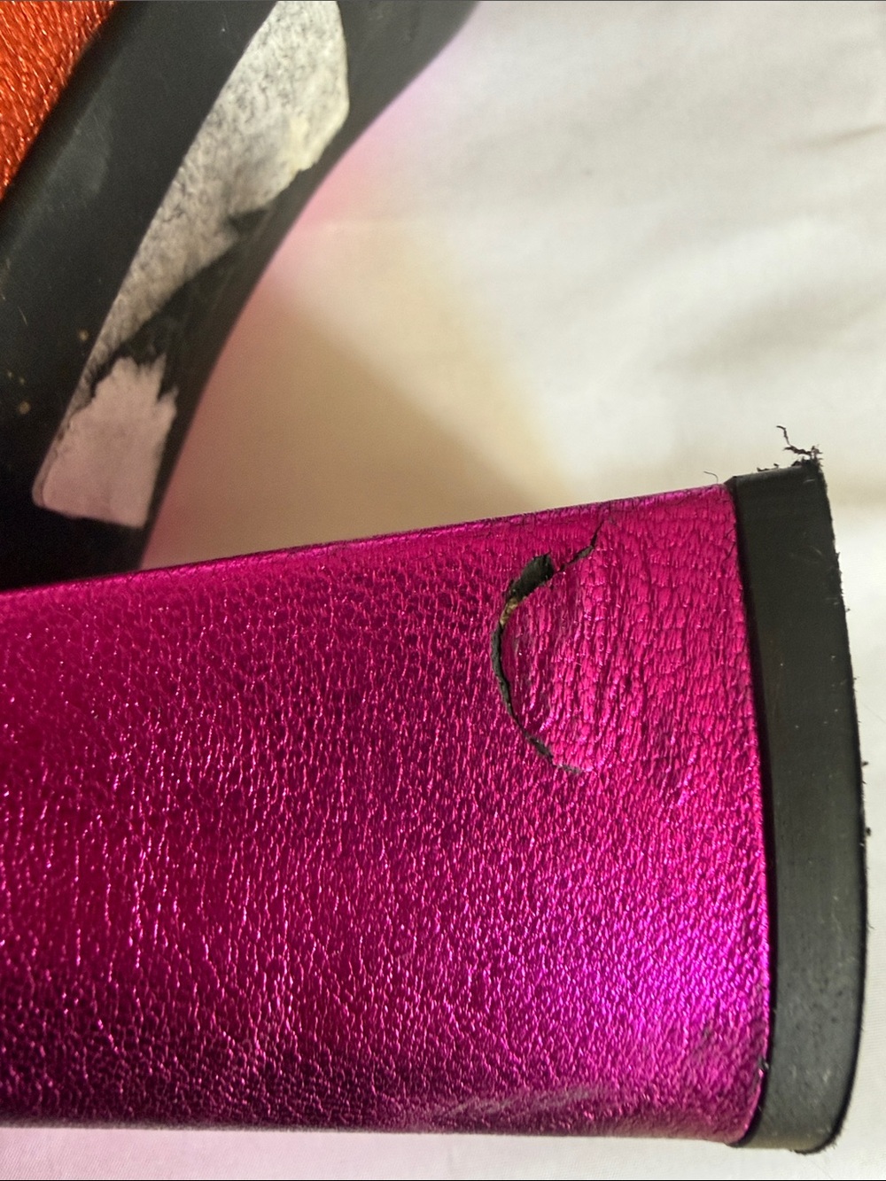 Intentionally Blank Tabitha Metallic Heeled Boot in split Magenta & Orange • 7 - Picture 4 of 8